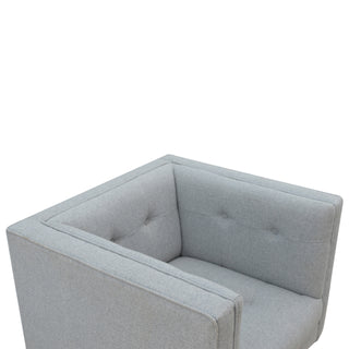Harlow Armchair Grey Tweed Buttoned Nordic Piped Grey-Wash Leg
