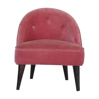 Blush Accent Chair Pink Velvet Buttoned Nordic Tapered Leg