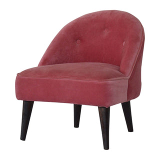 Blush Accent Chair Pink Velvet Buttoned Nordic Tapered Leg