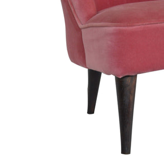 Blush Accent Chair Pink Velvet Buttoned Nordic Tapered Leg