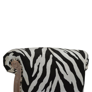 Zara Accent Chair Zebra Print Studded Cabriole Carved Wood
