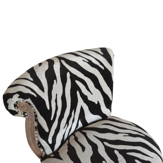 Zara Accent Chair Zebra Print Studded Cabriole Carved Wood