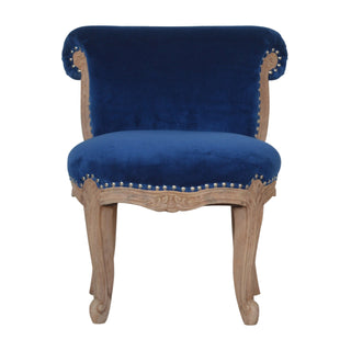 Celeste Accent Chair Royal Blue Velvet Studded Cabriole