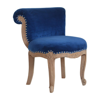 Celeste Accent Chair Royal Blue Velvet Studded Cabriole