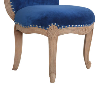 Celeste Accent Chair Royal Blue Velvet Studded Cabriole