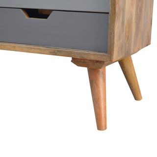Nordia Small Sideboard with Sliding Door and Grey Gradient Drawers on Tapered Legs