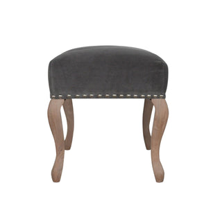 Cinder Bedroom Bench Charcoal Grey Velvet Button Tufted Antique Brass Studs French Cabriole