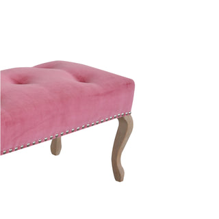 Camille Bedroom Bench Pink Velvet Button Tufted Antique Brass Studs French Cabriole Legs