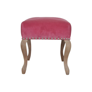 Camille Bedroom Bench Pink Velvet Button Tufted Antique Brass Studs French Cabriole Legs