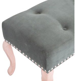 Fable Bedroom Bench Emerald Green Velvet Button Tufted Antique Brass Studs French Cabriole