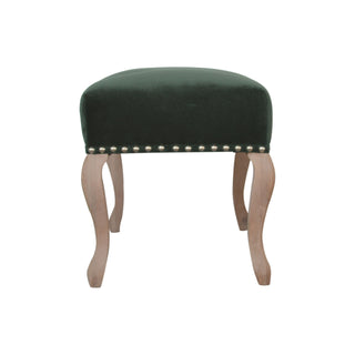 Fable Bedroom Bench Emerald Green Velvet Button Tufted Antique Brass Studs French Cabriole