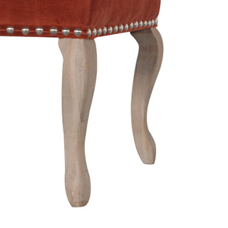 Sienna Bedroom Bench Rust Velvet Button Tufted Antique Brass Studs French Cabriole Legs