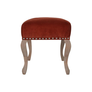 Sienna Bedroom Bench Rust Velvet Button Tufted Antique Brass Studs French Cabriole Legs
