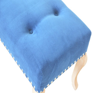 Delphine Bedroom Bench Royal Blue Velvet Button Tufted Antique Brass Studs French Cabriole