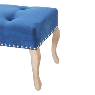 Delphine Bedroom Bench Royal Blue Velvet Button Tufted Antique Brass Studs French Cabriole