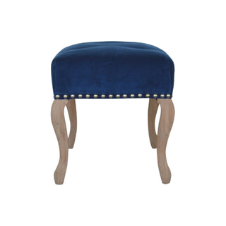 Delphine Bedroom Bench Royal Blue Velvet Button Tufted Antique Brass Studs French Cabriole