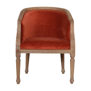 Ember Accent Chair Rust Velvet Studded Open Frame Turned Leg