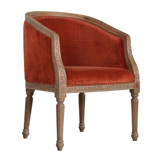 Ember Accent Chair Rust Velvet Studded Open Frame Turned Leg
