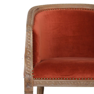 Ember Accent Chair Rust Velvet Studded Open Frame Turned Leg
