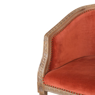 Ember Accent Chair Rust Velvet Studded Open Frame Turned Leg