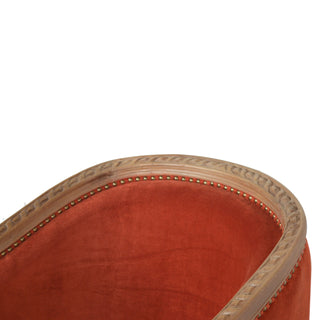 Ember Accent Chair Rust Velvet Studded Open Frame Turned Leg