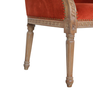 Ember Accent Chair Rust Velvet Studded Open Frame Turned Leg