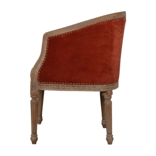 Ember Accent Chair Rust Velvet Studded Open Frame Turned Leg