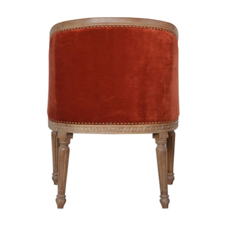 Ember Accent Chair Rust Velvet Studded Open Frame Turned Leg