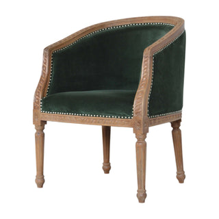 Everly Accent Chair Emerald Velvet Studded Open Frame Turned Leg