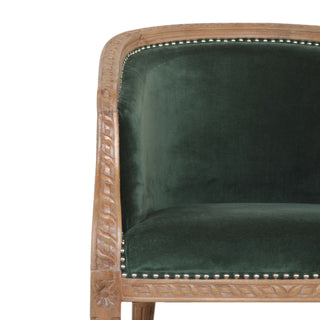 Everly Accent Chair Emerald Velvet Studded Open Frame Turned Leg
