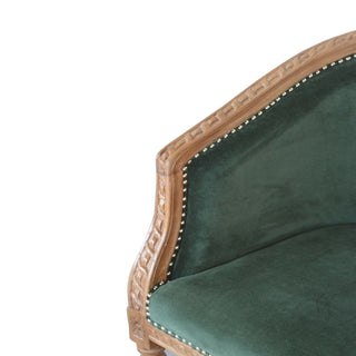 Everly Accent Chair Emerald Velvet Studded Open Frame Turned Leg