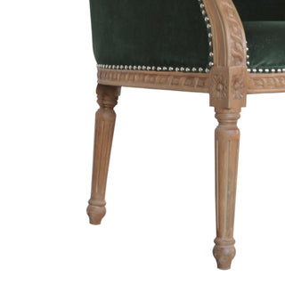 Everly Accent Chair Emerald Velvet Studded Open Frame Turned Leg