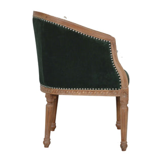 Everly Accent Chair Emerald Velvet Studded Open Frame Turned Leg