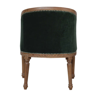 Everly Accent Chair Emerald Velvet Studded Open Frame Turned Leg