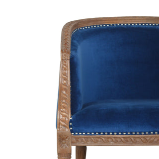 Indigo Accent Chair Royal Blue Velvet Studded Open Frame Turned Leg