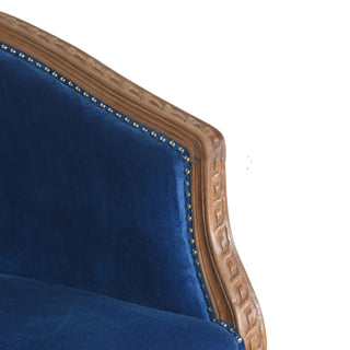 Indigo Accent Chair Royal Blue Velvet Studded Open Frame Turned Leg
