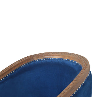 Indigo Accent Chair Royal Blue Velvet Studded Open Frame Turned Leg