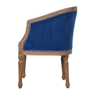 Indigo Accent Chair Royal Blue Velvet Studded Open Frame Turned Leg