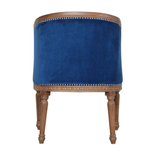 Indigo Accent Chair Royal Blue Velvet Studded Open Frame Turned Leg