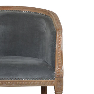 Grafton Accent Chair Grey Velvet Studded Open Frame Turned Leg