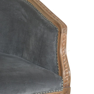 Grafton Accent Chair Grey Velvet Studded Open Frame Turned Leg