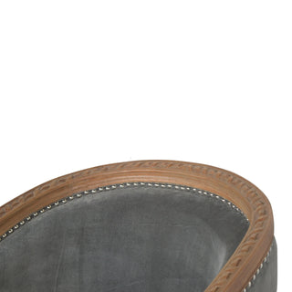 Grafton Accent Chair Grey Velvet Studded Open Frame Turned Leg