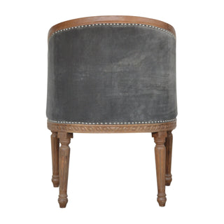 Grafton Accent Chair Grey Velvet Studded Open Frame Turned Leg