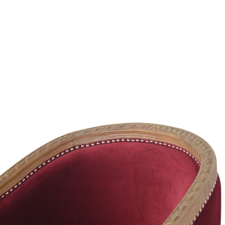 Vivienne Accent Chair Wine Red Velvet Studded Carved Wood