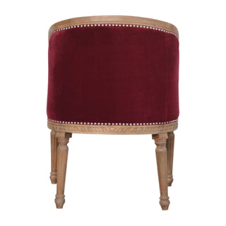 Vivienne Accent Chair Wine Red Velvet Studded Carved Wood