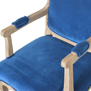 Delphine Armchair Royal Blue Velvet French Style Carved Cabriole
