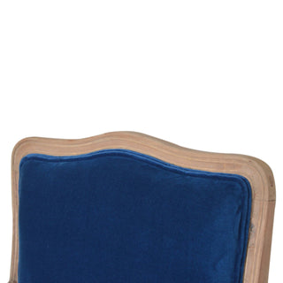 Delphine Armchair Royal Blue Velvet French Style Carved Cabriole