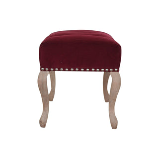 Garnet Bedroom Bench Wine Red Velvet Button Tufted Scalloped Edge Antique Studs French Cabriole