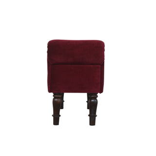 Scarlett Bedroom Bench Wine Red Velvet Scroll Arms Turned Dark Walnut Legs