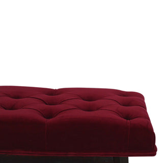 Maren Hallway Bench Wine Red Velvet Button Tufted Rectangular Long Nordic Legs